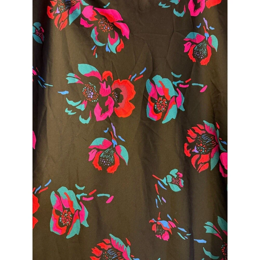 J Crew Whimysgoth Black Floral Silky Skirt Women's XL Dark Fairy Academia Indie